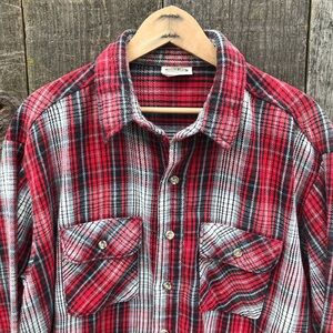 Vintage Five Brother USA Made Plaid Flannel Workwear Button Up Shirt XL